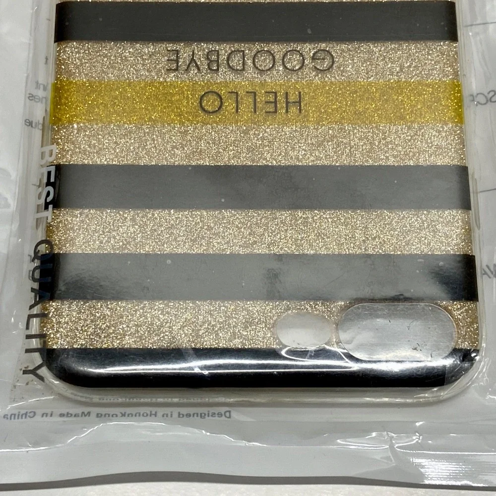 iPhone 7 Plus Mobile Case Gold Glitter Striped Cell Phone Sparkle Fashion‎ NWT
